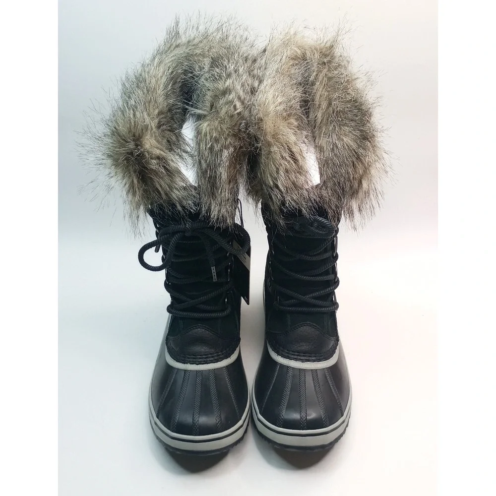 Sorel Joan of Arctic Boot Women Sz 10 Black Waterproof Insulated Faux Fur Suede